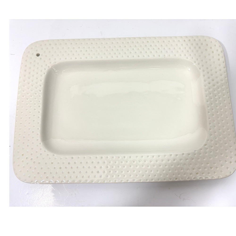 Nora Fleming Swiss Dot Rectangular Serving Platter Retired Cream China 15 Inch